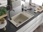 Mexen Elias konyhai mosogató gránit 1 medence+csepegtetö+ pop up szifon 795 x 480 mm, beige, szifon fekete - 6511791005-69-B 1 medencés (5905315013170)