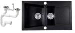 EOS Laneo Locarno - Dupla Medencés Gránit Mosogató - 87x51.5 cm - Fekete