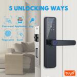  Vezeték nélküli Smart Lock, Yala Tuya alkalmazással, VisionHub®, távirányító, WiFi, 5 hozzáférési mód, PIN kód, ujjlenyomat, 2 kulcs, 2 kártya, zár tartozék