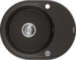 Mexen Kevin konyhai mosogató gránit 1 körmedence+csepegtetö+ pop up szifon 586 x 458 mm, fekete / arany, szifon króm - 6517581005-75 Kör medencés (5905315052292)