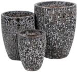  Brisbane Vase kerámia növénytartó szett antik savmaratott szürke 26x34-43x55cm S/3 (333170)