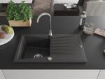 Mexen Cesar konyhai mosogató gránit 1 medence+csepegtetö+ pop up szifon 775 x 470 mm, fekete köhatasu - 6514771010-76 1 medencés (5907709194779)