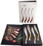 Legnoart 4 db steakkés készlet Legnoart, Angus, ideális húsvágáshoz, fogazott acél pengék, ergonomikus fa fogantyúk, elegáns doboz, fa