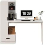  Számítógépes íróasztal Polcos - 142 Cm, Fehér, Modern Loft Stílusú, Irodába és Hálószobába