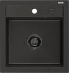 Mexen Vito konyhai mosogató gránit 1 medence+ pop up szifon 520 x 490 mm, fekete / arany, szifon fekete - 6503521000-75-B 1 medencés (5905315012715)