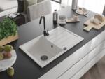 Mexen Bruno konyhai mosogató gránit 1 medence+csepegtetö+ pop up szifon 795 x 495 mm, fehér , szifon fekete - 6513791010-20-B 1 medencés (5905315013309)