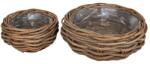 Rattan Art Ültetőtál Szett - 2 db - Barna - 60x24cm & Kisebb (300982)