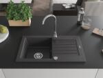 Mexen Pablo konyhai mosogató gránit 1 medence+csepegtetö+ pop up szifon 75, 2 x 43, 6 cm, fekete köhatasu - 6510751010-76 1 medencés (5907709194458)