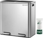 SONGMICS Szelektív hulladékgyűjtő, 2 műanyag belső tartállyal, 2 x 30 L (LTB060EB02) - pepita