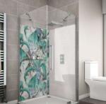 Wallplex fürdőszobai dekorpanel Trópusi virágok türkiz 90 cm x 200 cm