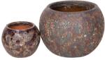 Byron Globe kerámia növénytartó szett savmaratott barna 29x22-48x36cm S2 (134019)