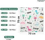 Teno 50 db-os Teno® 3D téglatapéta szett, dinoszaurusz minta, 26, 2 m2 fedettség, öntapadós, vízálló, könnyen telepíthető, modern dizájn, 70x75 cm, fehér