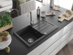 Mexen Bruno konyhai mosogató gránit 1 medence+csepegtetö+ pop up szifon 795 x 495 mm, fekete köhatasu - 6513791010-76 1 medencés (5907709194694)