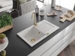 Mexen Pablo konyhai mosogató gránit 1 medence+csepegtetö+ pop up szifon 752 x 436 mm, fehér , szifon arany - 6510751010-20-G 1 medencés (5905315011909)