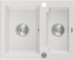 Mexen Carlos konyhai mosogató gránit 1, 5 medence+ pop up szifon 582 x 475 mm, fehér , szifon króm - 6518581500-20 1, 5 medencés (5905315052322)