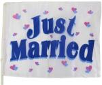  Just Married Esküvői Zászló - Autódekoráció - 40x30 cm