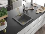 Mexen Vito konyhai mosogató gránit 1 medence+ pop up szifon 520 x 490 mm, szürke , szifon arany - 6503521000-71-G 1 medencés (5905315011503)
