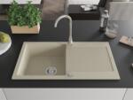 Mexen Leo konyhai mosogató gránit 1 medence+csepegtetö+ pop up szifon 90 x 50 cm, beige - 6501901010-69 1 medencés (5907709193697)