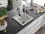 Mexen Vito konyhai mosogató gránit 1 medence+ pop up szifon 520 x 490 mm, fehér , szifon fekete - 6503521000-20-B 1 medencés (5905315012678)