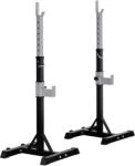 Homcom 2 Súlyzóállvány Acélból 2 Kampóval Állítható Magasságú 110kg Kapacitással, 55x57x105-170cm, Fekete