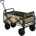 Outsunny Cărucior de grădină 110L cu mâner telescopic și bază rabatabilă din oțel și material textil Oxford, culoare kaki
