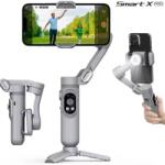  Smart X Pro Gimbal stabilizáló rendszer, 3 tengellyel, állvánnyal, nagy önállósággal, akkumulátorral, követi az arcot és a testet, dedikált alkalmazással kompatibilis Android és IOS rendszerr