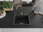 Mexen Vito konyhai mosogató gránit 1 medence+ pop up szifon 520 x 490 mm, fekete / króm, szifon arany - 6503521000-73-G 1 medencés (5905315011510)