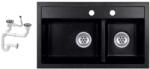 NERO Evinion Double Gránit Mosogató - 74x44 cm - Fekete