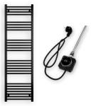 Nero Italia Törölközőszárító radiátor elektromos fűtőpatronnal 50 x 170 cm - Nero Italia AF-14-600W (fekete)