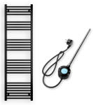Nero Italia Törölközőszárító radiátor elektromos fűtőpatronnal 50 x 170 cm - Nero Italia S-600W (fekete)