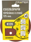 CRATER Csiszolókorong Tépő. 8Lyuk125 mm K120 5 db (322H943)