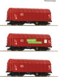 Roco 6680012 Eltolható oldafalú ponyváskocsi készlet, Shimmns, Das Ist Grün, DB AG VI (9005033074456)