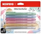 Kores Szövegkiemelő készlet, 3-5 mm, KORES Glitter , 6 különböző csillámos szín (36300) - papir25