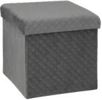 5five Simple Smart Taburet pliabil 5Five cu spatiu de depozitare, MDF si catifea, 31x31x31 cm, gri (JJ-167845E)