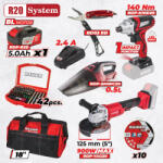 Raider Pro Set scule cu acumulator Raider Pro R20, 3 masini, baterie 5Ah si accesorii (030322)