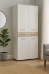 Unic Spot Dulap sau pantofar Zaragosa, stejar alb si alb, 90x35x195 cm Pantofar