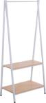 Unic Spot Suport haine metalic Herning, stejar alb si alb, 64x40x150 cm