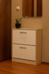 Unic Spot Pantofar Ancona cu doua sertare, stejar alb si alb, 63x24x81.5 cm Pantofar