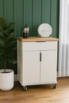Unic Spot Carucior de bucatarie/insula cu sertar si rafturi, 66x46x93, alb, UnicSpot,