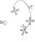 JwL Luxury Pearls Luxus ezüst aszimmetrikus fülbevaló gyöngyökkel és cirkónium kővel - bal füllyukba JL0778
