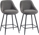 HOMCOM Set de 2 scaune de bar cu tapițerie din corduroy și picioare din oțel, scaune tapițate pentru insula de bucătărie, sufragerie, Gri | Aosom Romania (83A-344V00GY)