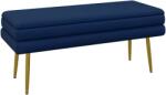 HOMCOM Bancă bancă cutie de depozitare 2 în 1 scaun aspect catifelat și picioare de oțel - 100 x 37, 5 x 42 cm bleu și aurit | Aosom Romania (838-438V01DB)