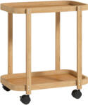 HOMCOM Cărucior de bucătărie din bambus 2 niveluri Cărucior auxiliar pentru bucătărie cu roți 2 rafturi 54x36, 5x60 cm Natural | Aosom Romania (801-441V00ND)