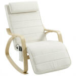HOMCOM Scaun balansoar cu masaj, încălzire, tetieră & suport pentru picioare, tapițerie catifea, scaun relax, crem-alb | Aosom Romania (83B-351V90CW) Balansoar