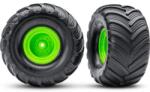 Traxxas kerék 2.0/3.0", zöld tárcsa offset 29mm, Terra Groove gumiabroncs (pár) (TRA3663-GRN)