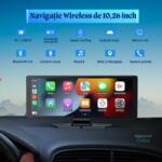  Univerzális intelligens 10, 26 hüvelykes Full HD multimédiás autós navigáció CarPlay funkcióval, Android Auto, képernyőtükrözés, integrált 4K elülső kamera, 1080P hátsó kamera, Bluetooth, huro