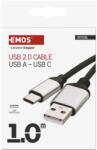 EMOS Töltő- és adatkábel USB-A 2.0 / USB-C 2.0, 1 m, fekete SM7025BL (EMOS-SM7025BL)