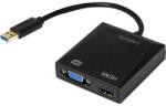 LogiLink USB - VGA, HDMI átalakító adapter, 1x USB 3.0 dugó A - 1x VGA, 1x HDMI aljzat, fekete, LogiLink