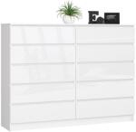  Comodă K160 10sz Clp Pk Alb Lucioasă Comoda