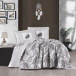 Clasy Cuvertura pat 2 persoane matlasata reversibila 240x260 cm + 2 fete perna 50x70 cm, model frunze gri-bej-PUMA V2 (RPU-51167)